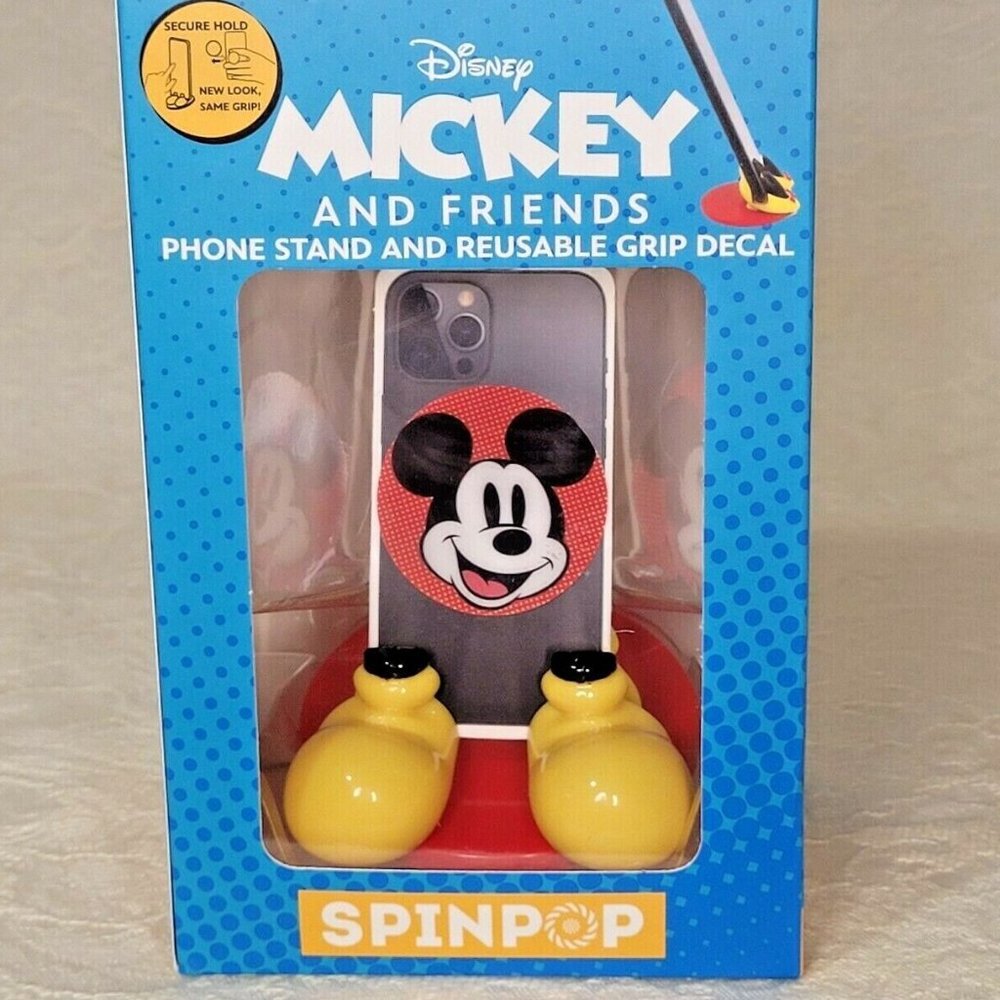 Spinpop Mickey Mouse Disney Phone Stand Reusable Cell Grip Decal Feet Red New